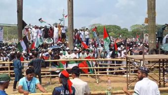 ‘মার্চ ফর গাজা’য় অংশ নিতে সোহরাওয়ার্দীতে জনতার ঢল